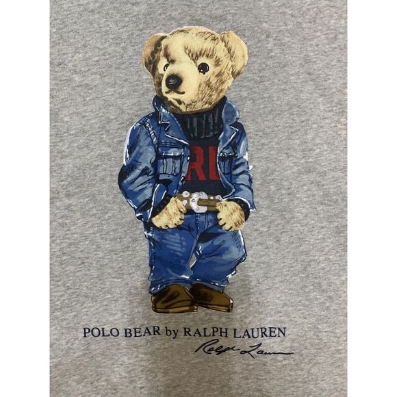 New Ralph Lauren Big & Tall Polo Bear Fleece Crewneck Sweatshirt 3XB Gray - Picture 3 of 9